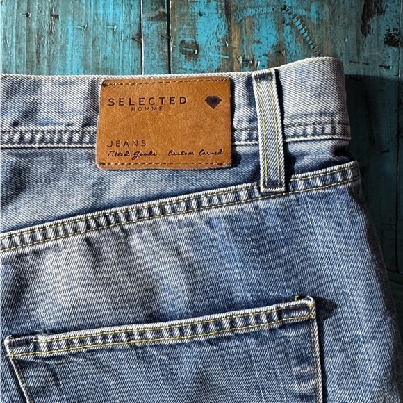 Selected Homme Men's Blue Tapered Jeans Size 38 Button Fly - Picture 7 of 14